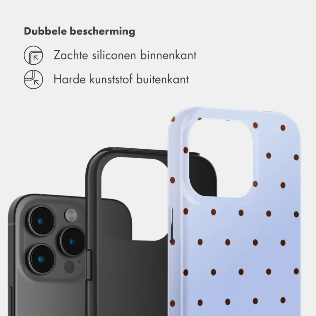 Selencia Hoesje iPhone 15 Pro Lichtblauw - Happy Dots Digital Sky