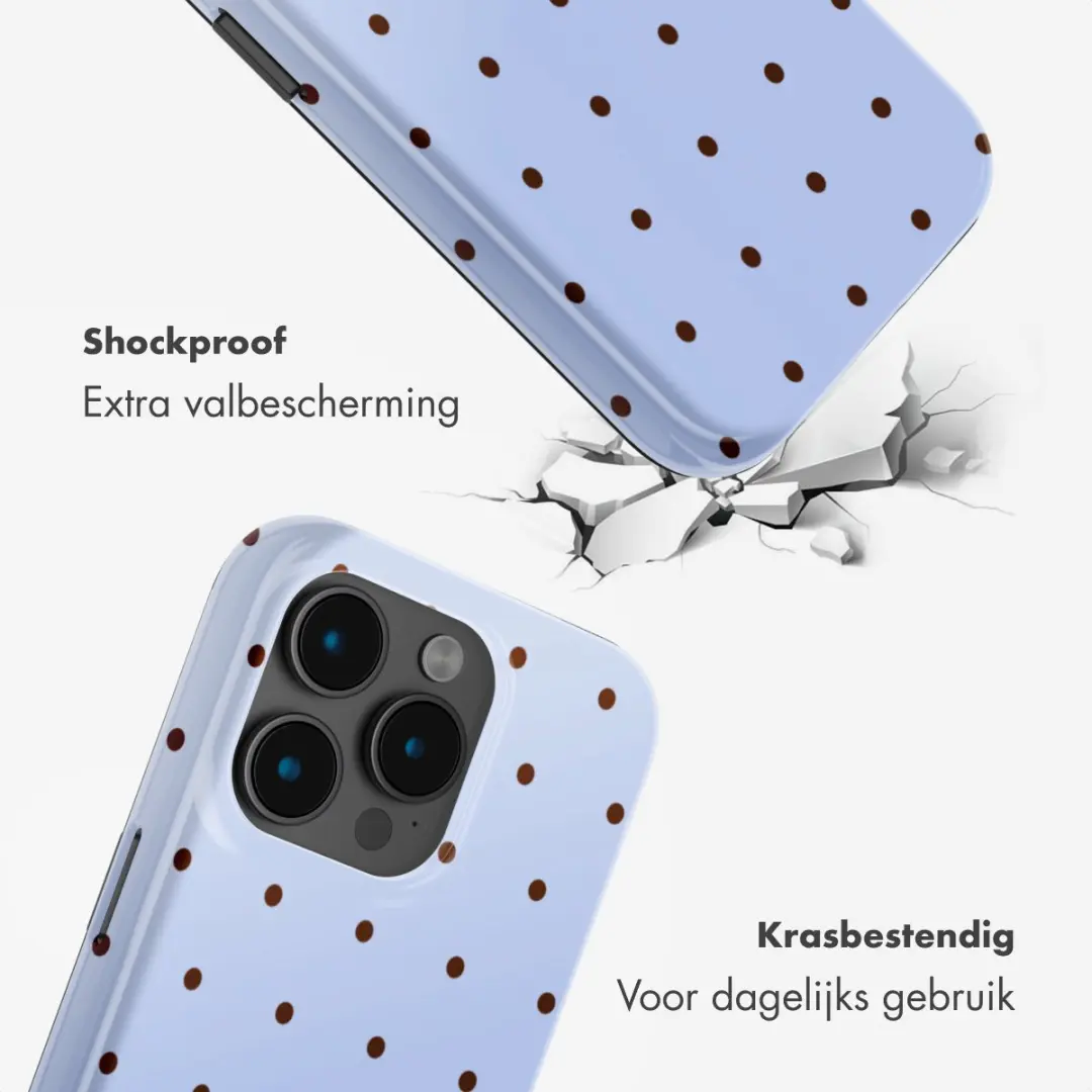 Selencia Hoesje iPhone 15 Pro Lichtblauw - Happy Dots Digital Sky