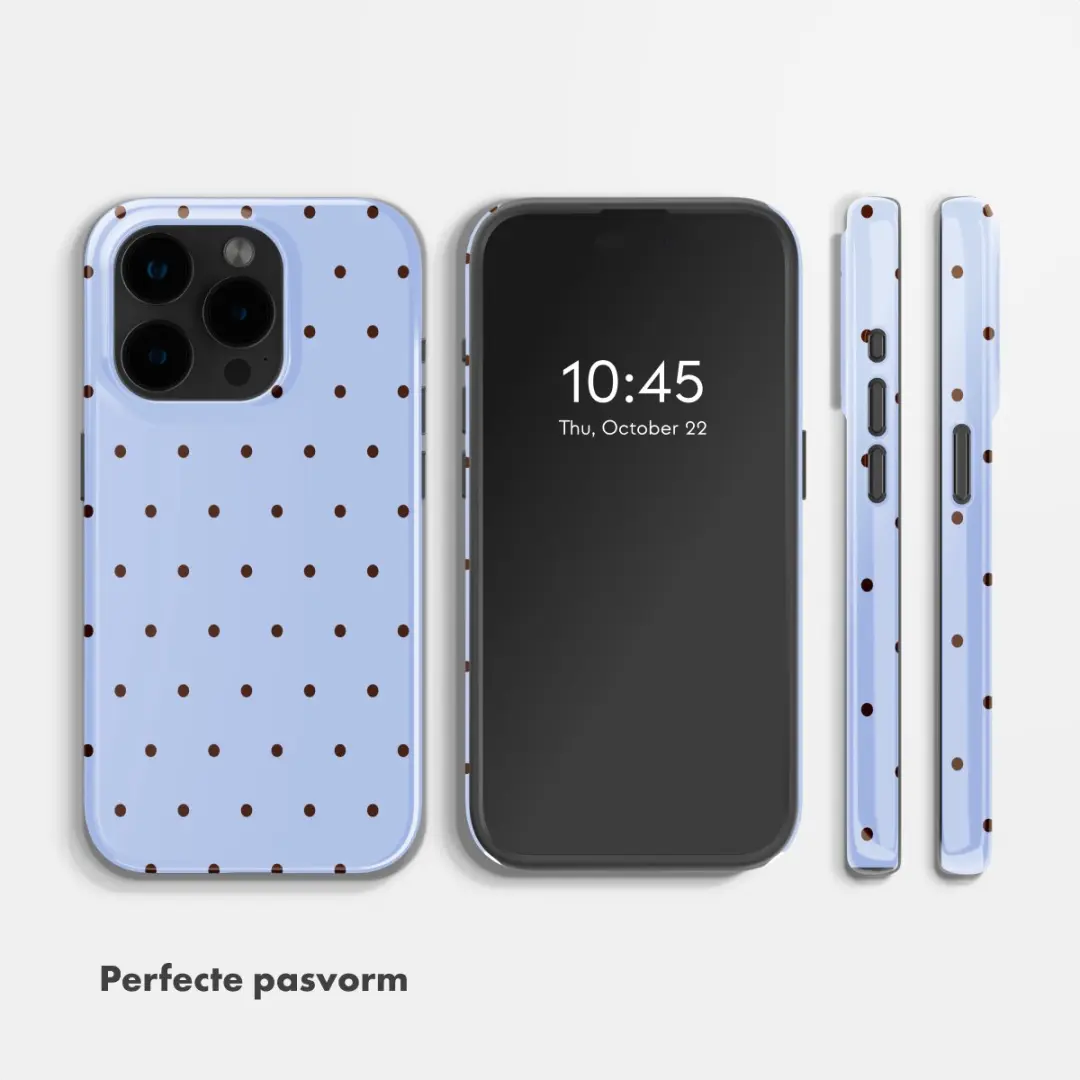 Selencia Hoesje iPhone 15 Pro Lichtblauw - Happy Dots Digital Sky