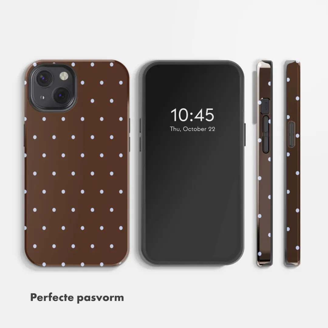 Selencia Hoesje iPhone 13 Happy Dots Chocolate