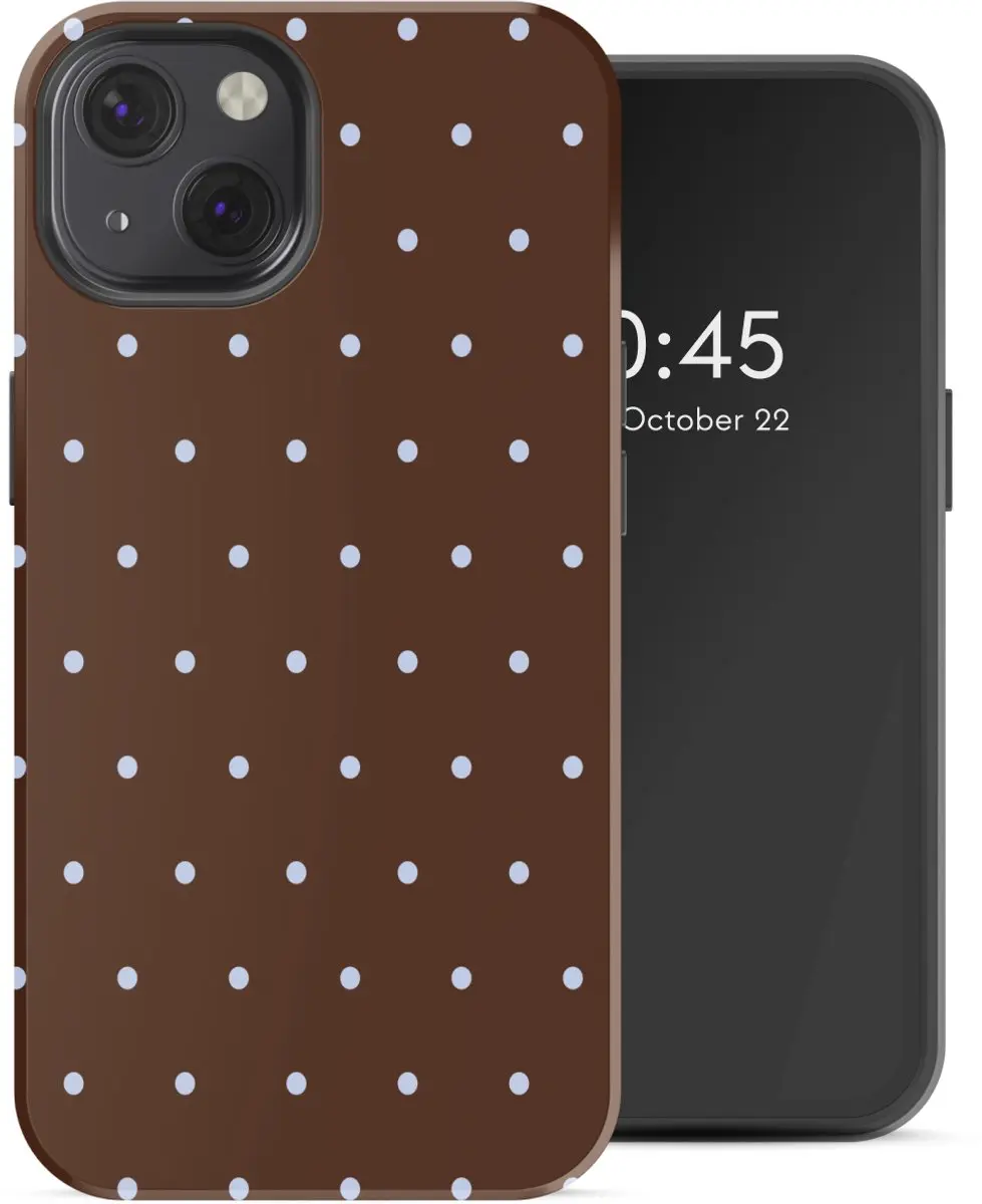 Selencia Hoesje iPhone 13 Happy Dots Chocolate
