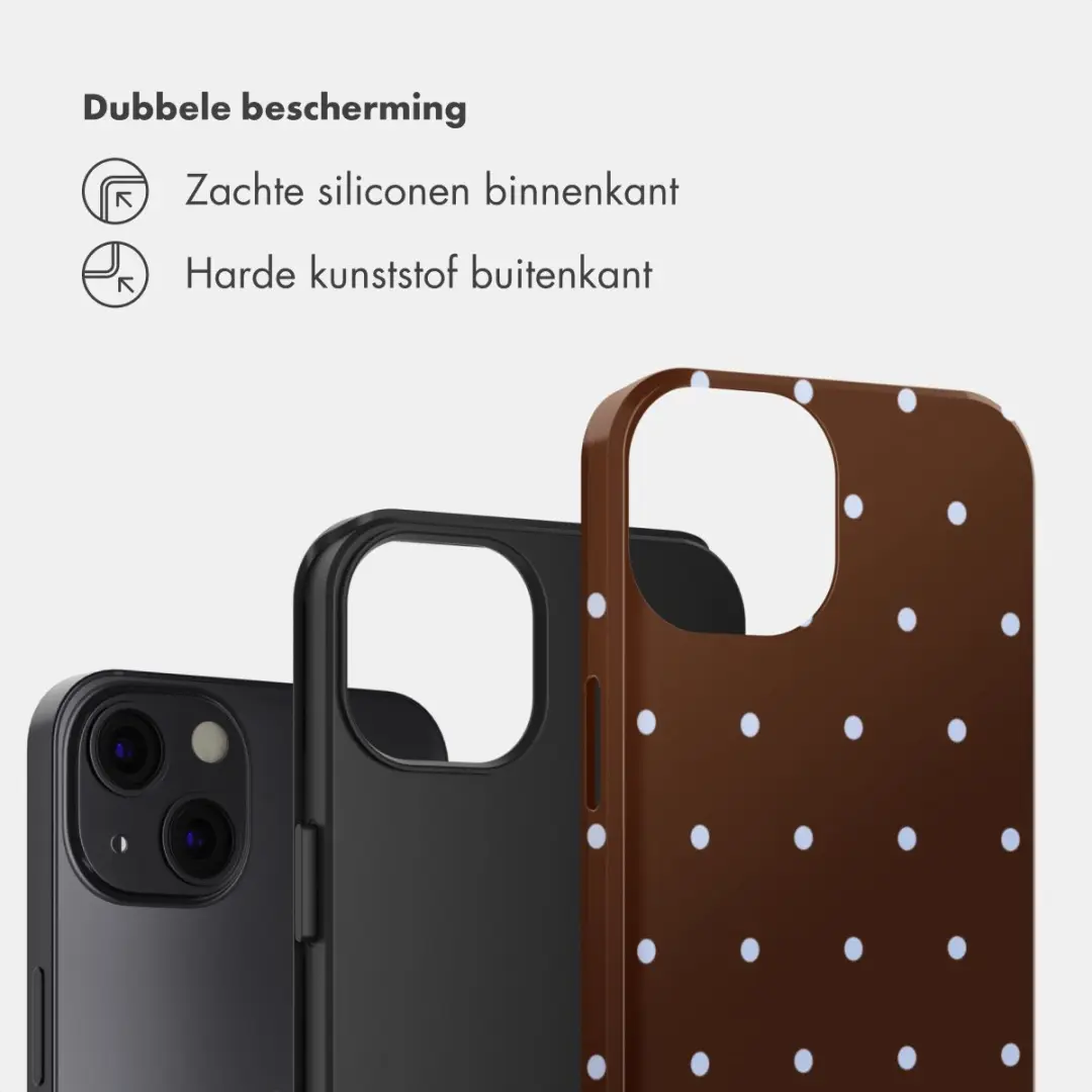 Selencia Hoesje iPhone 13 Happy Dots Chocolate