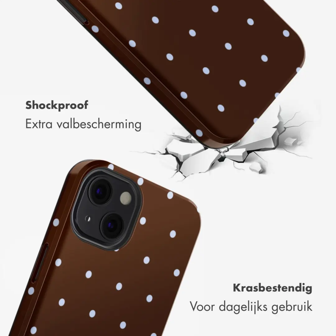 Selencia Hoesje iPhone 13 Happy Dots Chocolate