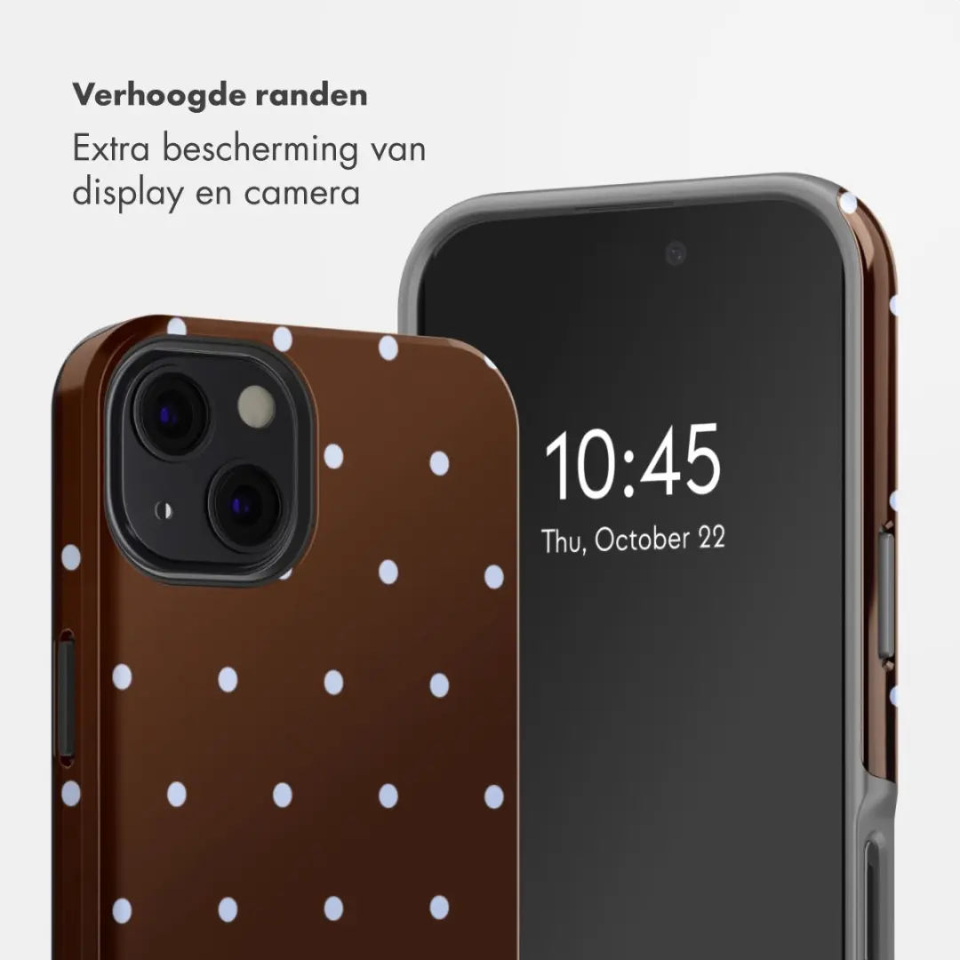 Selencia Hoesje iPhone 13 Happy Dots Chocolate