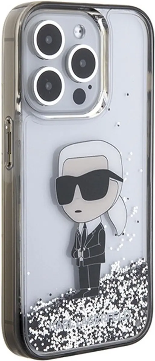 Karl Lagerfeld Hoesje iPhone 15 Pro Max Glitter Ikonik - Zilver