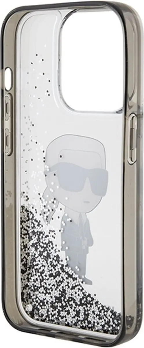Karl Lagerfeld Hoesje iPhone 15 Pro Max Glitter Ikonik - Zilver