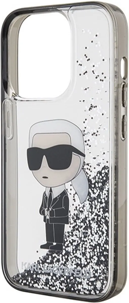 Karl Lagerfeld Hoesje iPhone 15 Pro Max Glitter Ikonik - Zilver - afbeelding 6 van 6