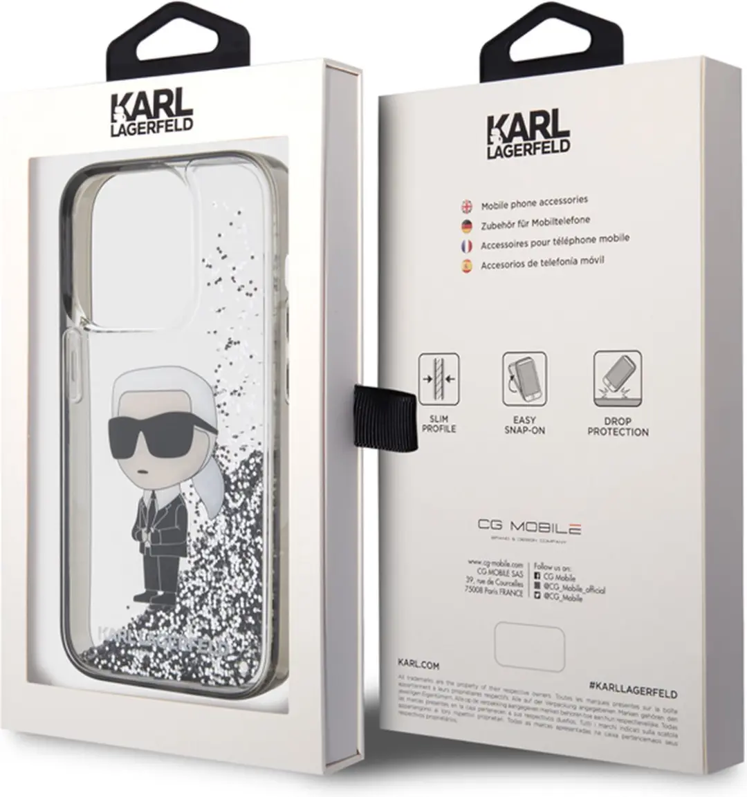 Karl Lagerfeld Hoesje iPhone 15 Pro Max Glitter Ikonik - Zilver