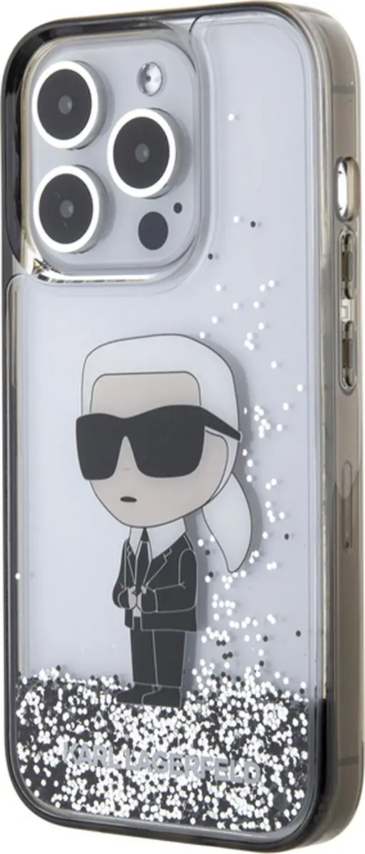 Karl Lagerfeld Hoesje iPhone 15 Pro Max Glitter Ikonik - Zilver
