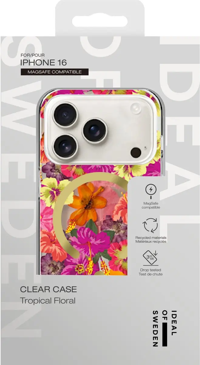 iDeal of Sweden Clear Case iPhone 16 MagSafe - Tropical Floral