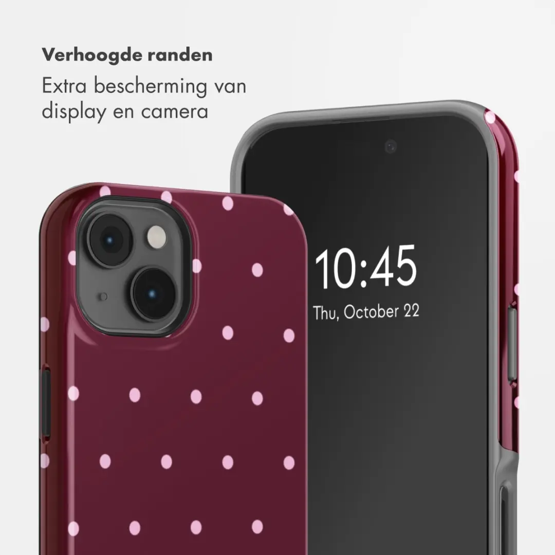 Selencia Hoesje iPhone 14 - Happy Dots - Donkerrood