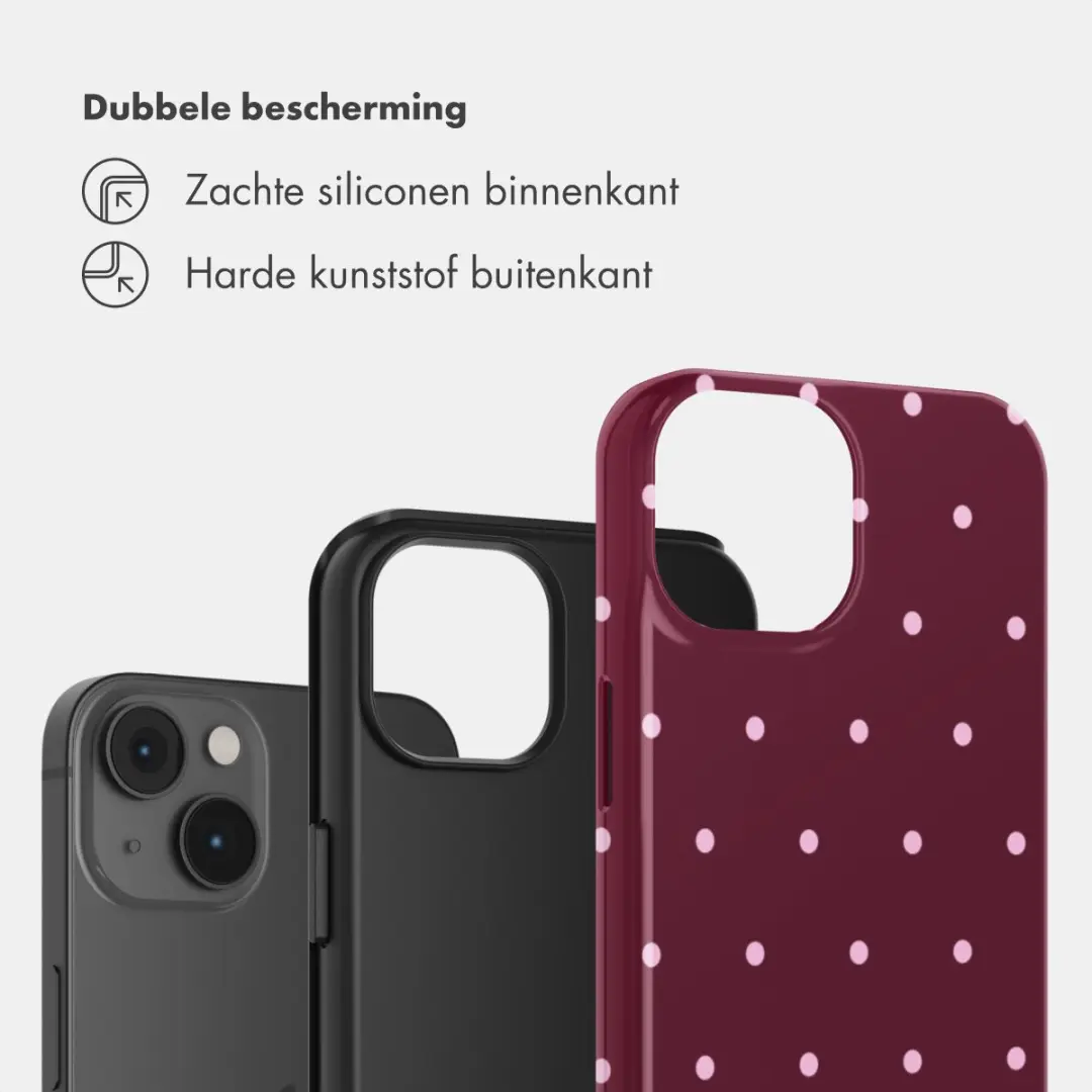 Selencia Hoesje iPhone 14 - Happy Dots - Donkerrood