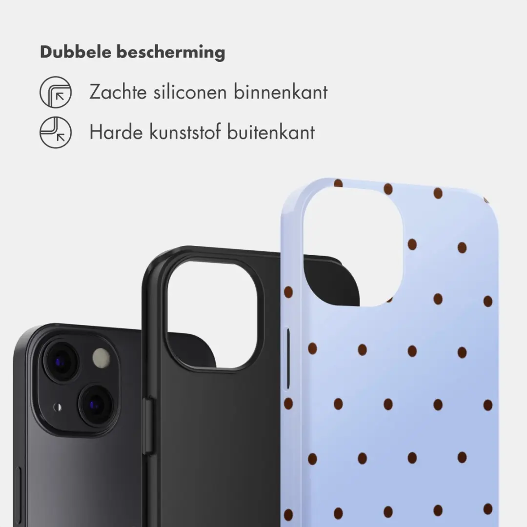 Selencia Hoesje iPhone 13 Lichtblauw - Happy Dots Digital Sky