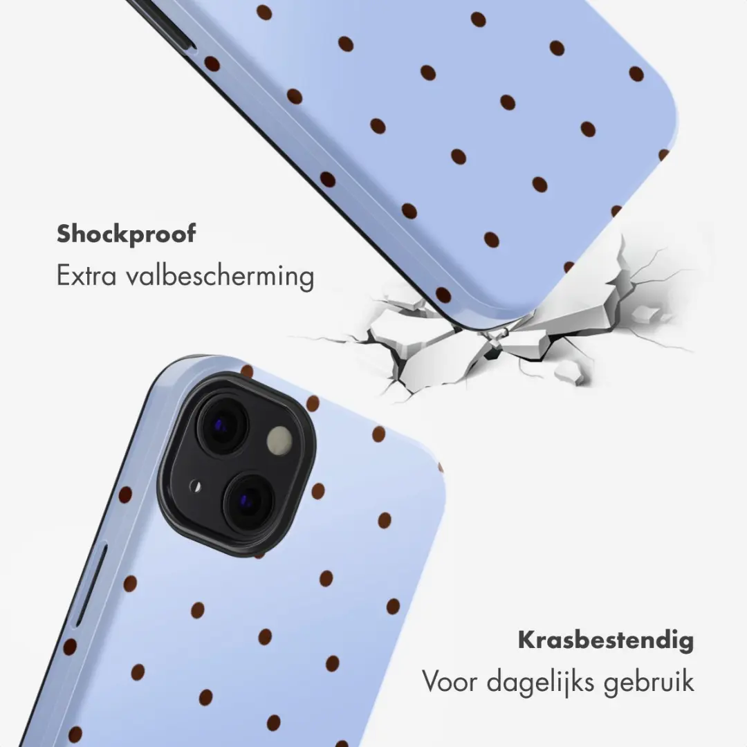 Selencia Hoesje iPhone 13 Lichtblauw - Happy Dots Digital Sky