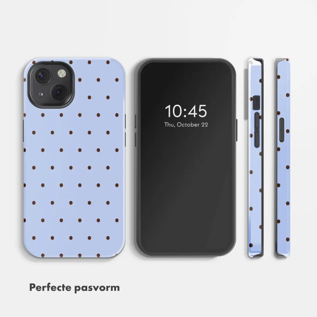 Selencia Hoesje iPhone 13 Lichtblauw - Happy Dots Digital Sky