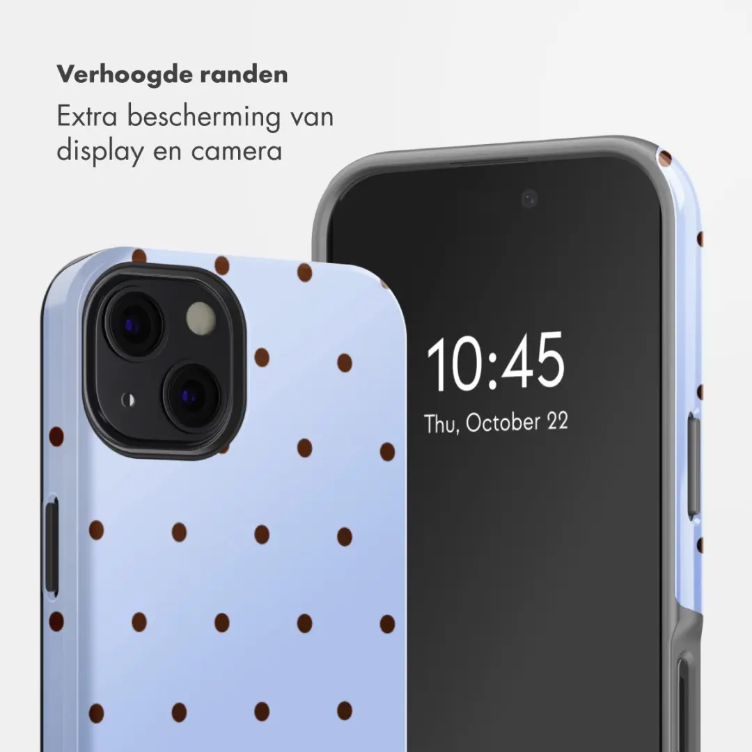 Selencia Hoesje iPhone 13 Lichtblauw - Happy Dots Digital Sky