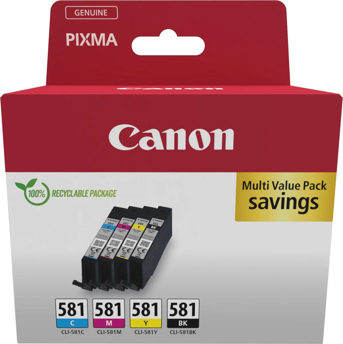 Canon CLI-581 Multipack Inktcartridges - Cyaan, Magenta, Geel, Zwart