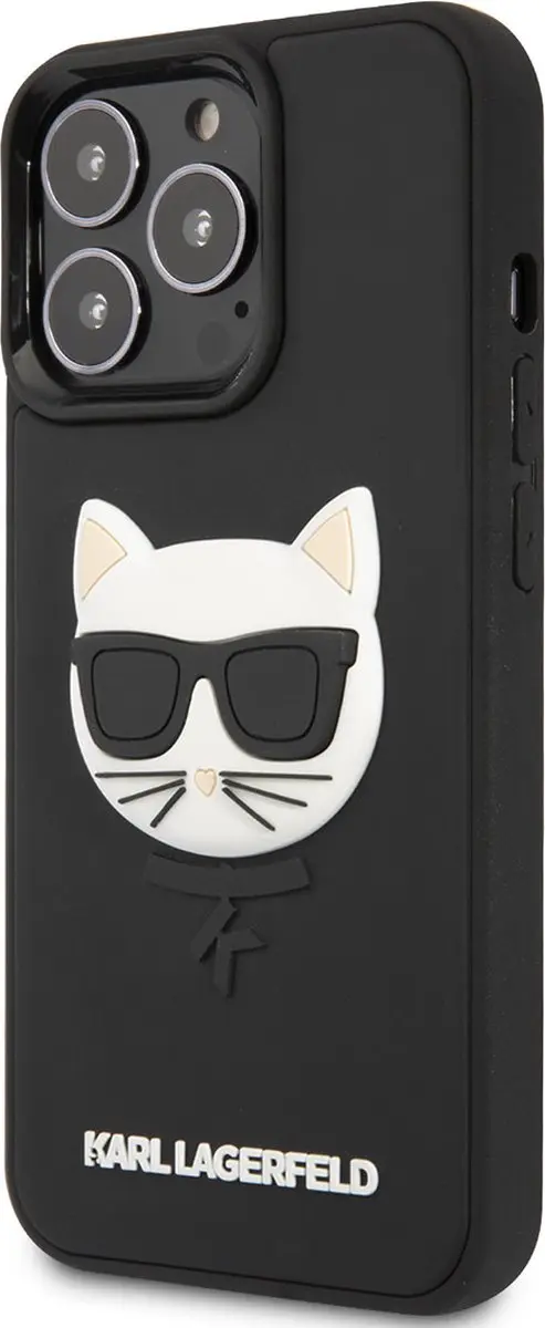 Karl Lagerfeld Hoesje iPhone 13 Pro Max 3D Rubber Choupette Head - Zwart - afbeelding 3 van 6