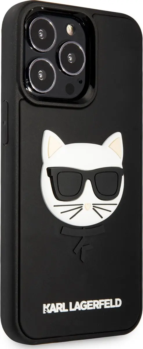 Karl Lagerfeld Hoesje iPhone 13 Pro Max 3D Rubber Choupette Head - Zwart - afbeelding 5 van 6