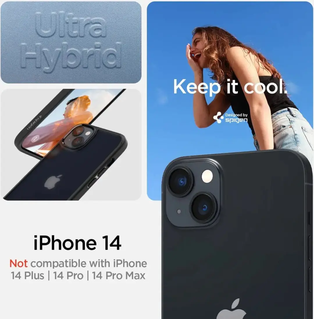 Spigen Ultra Hybrid Hoesje iPhone 14 ACS05047 - Zwart - afbeelding 5 van 6