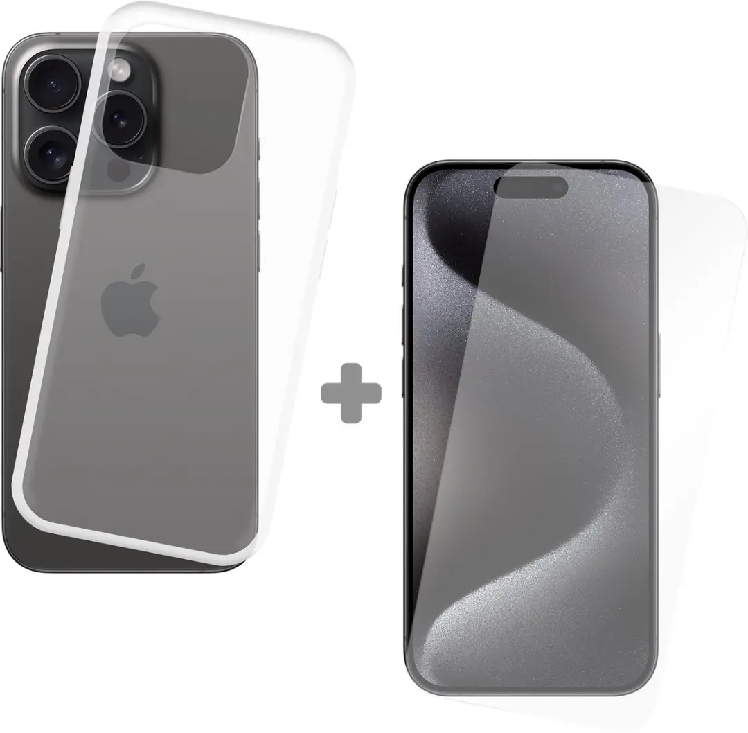 Just in Case iPhone 15 Pro Hoesje + Tempered Glas