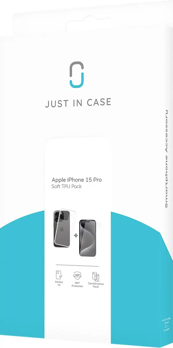 Just in Case iPhone 15 Pro Hoesje + Tempered Glas - Transparant 8132666
