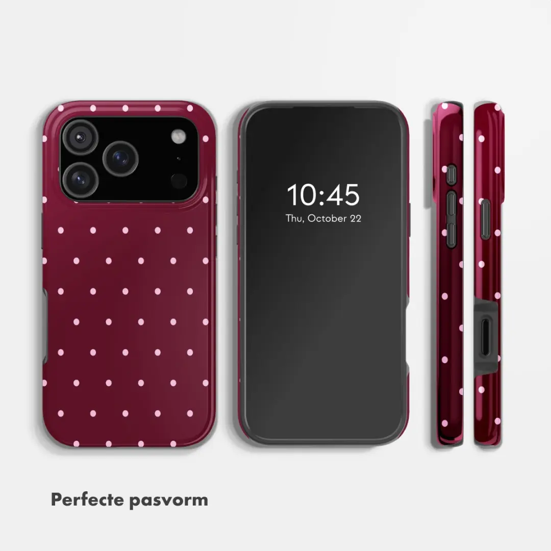 Selencia Hoesje iPhone 17 Pro Max - Happy Dots Donkerrood
