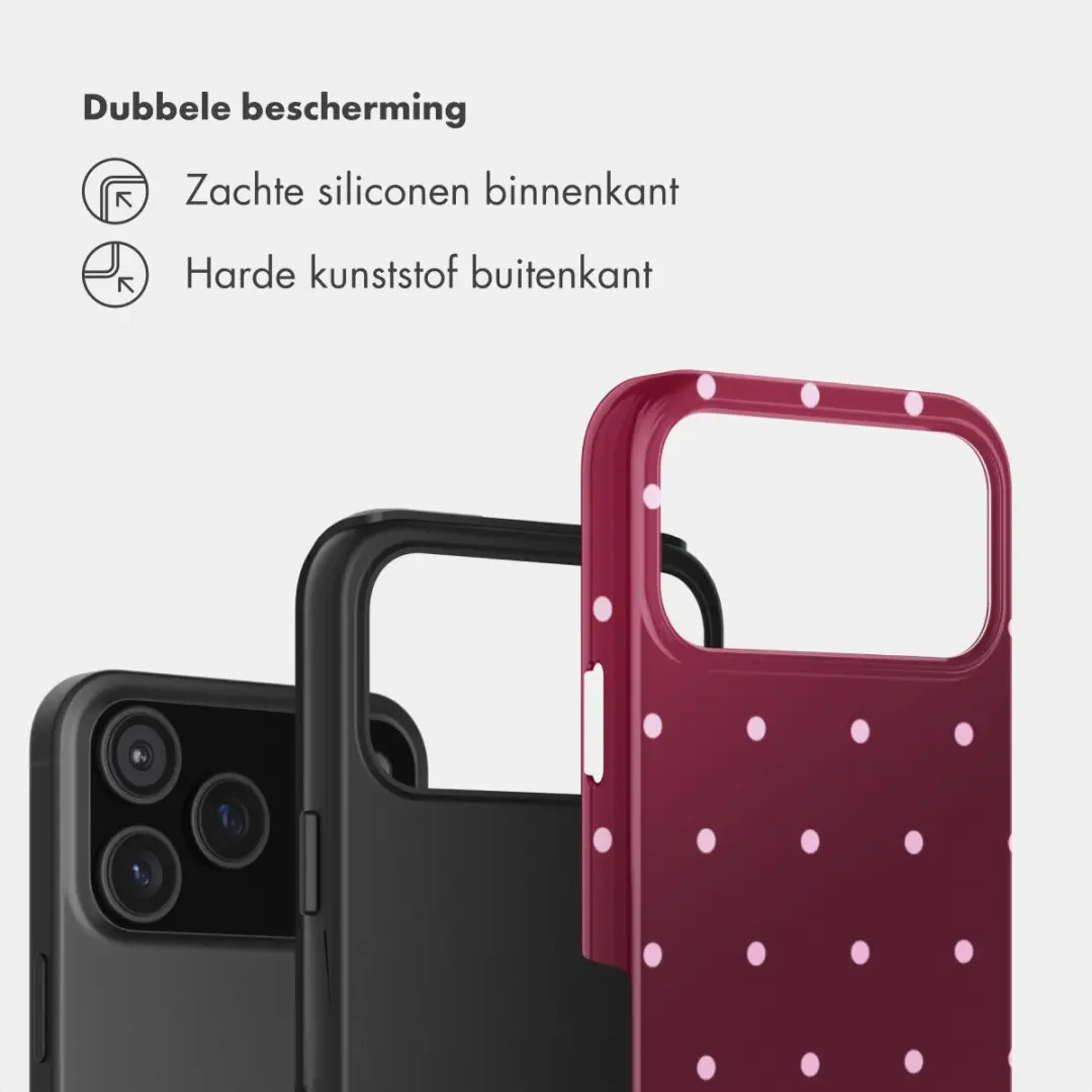 Selencia Hoesje iPhone 17 Pro Max - Happy Dots Donkerrood