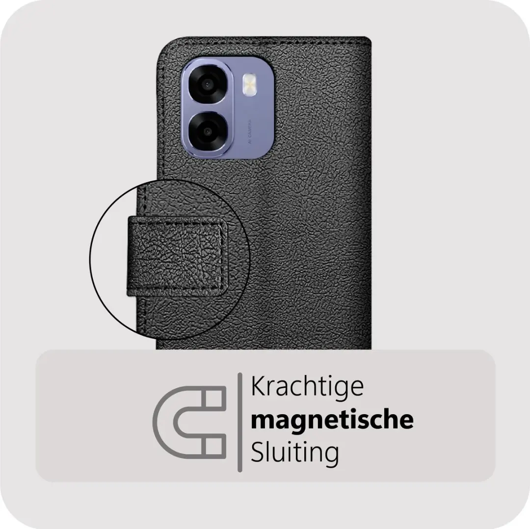 Just in Case Bookcase Classic Hoesje Oppo A6X 5G - Zwart