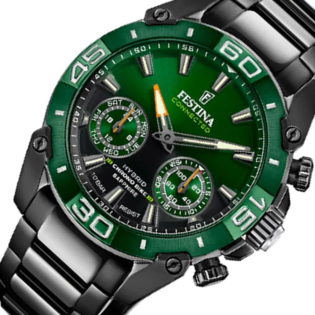 Festina F20548/2 Hybrid Polshorloge - Heren - 45mm - Zwart/Groen