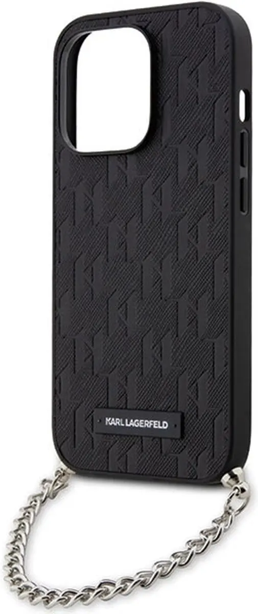 Karl Lagerfeld Saffiano Back Case iPhone 14 Pro Max - Zwart