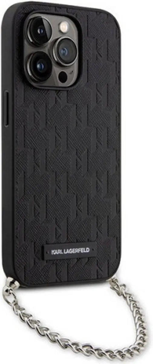 Karl Lagerfeld Saffiano Back Case iPhone 14 Pro Max - Zwart