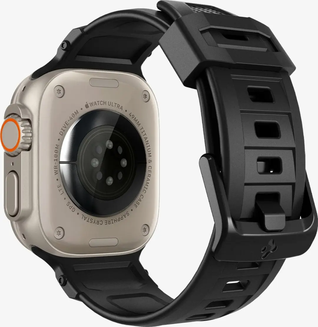 Spigen Rugged Ultra Band Apple Watch - 42/44/45/49mm - Mat Zwart - afbeelding 4 van 6