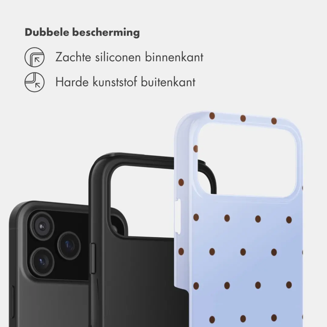 Selencia Hoesje iPhone 17 Pro Lichtblauw - Happy Dots Digital Sky
