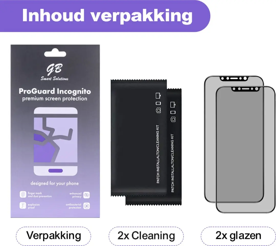 GB ProGuard Incognito Privacy Screenprotector iPhone X/Xs/11 Pro - 2 Stuks