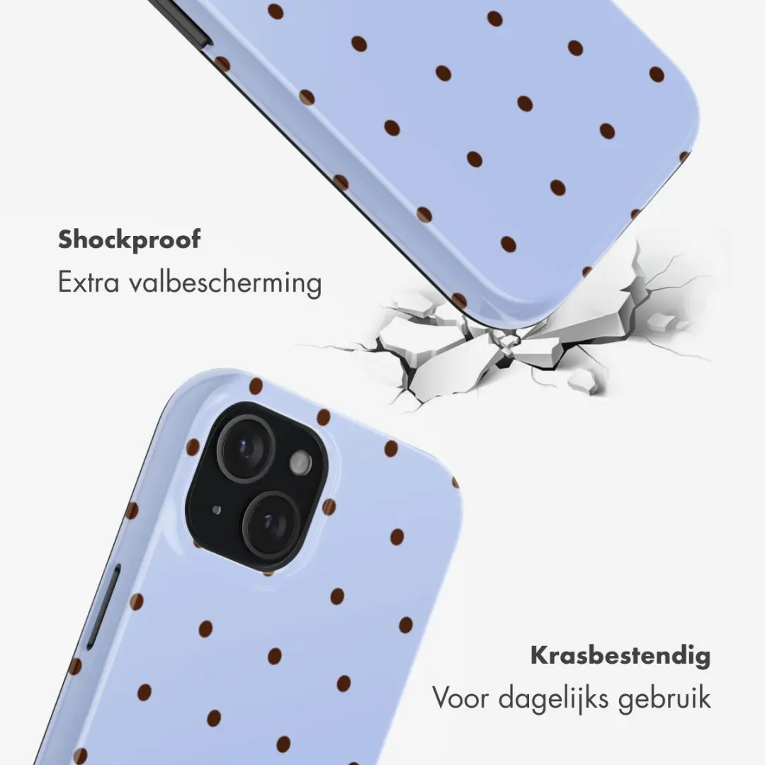 Selencia Hoesje iPhone 15 Lichtblauw - Happy Dots Digital Sky