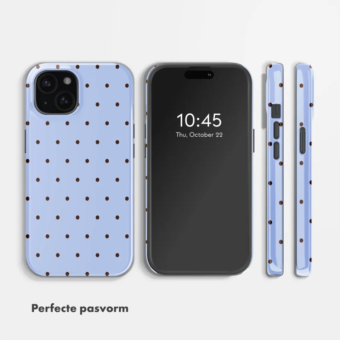 Selencia Hoesje iPhone 15 Lichtblauw - Happy Dots Digital Sky