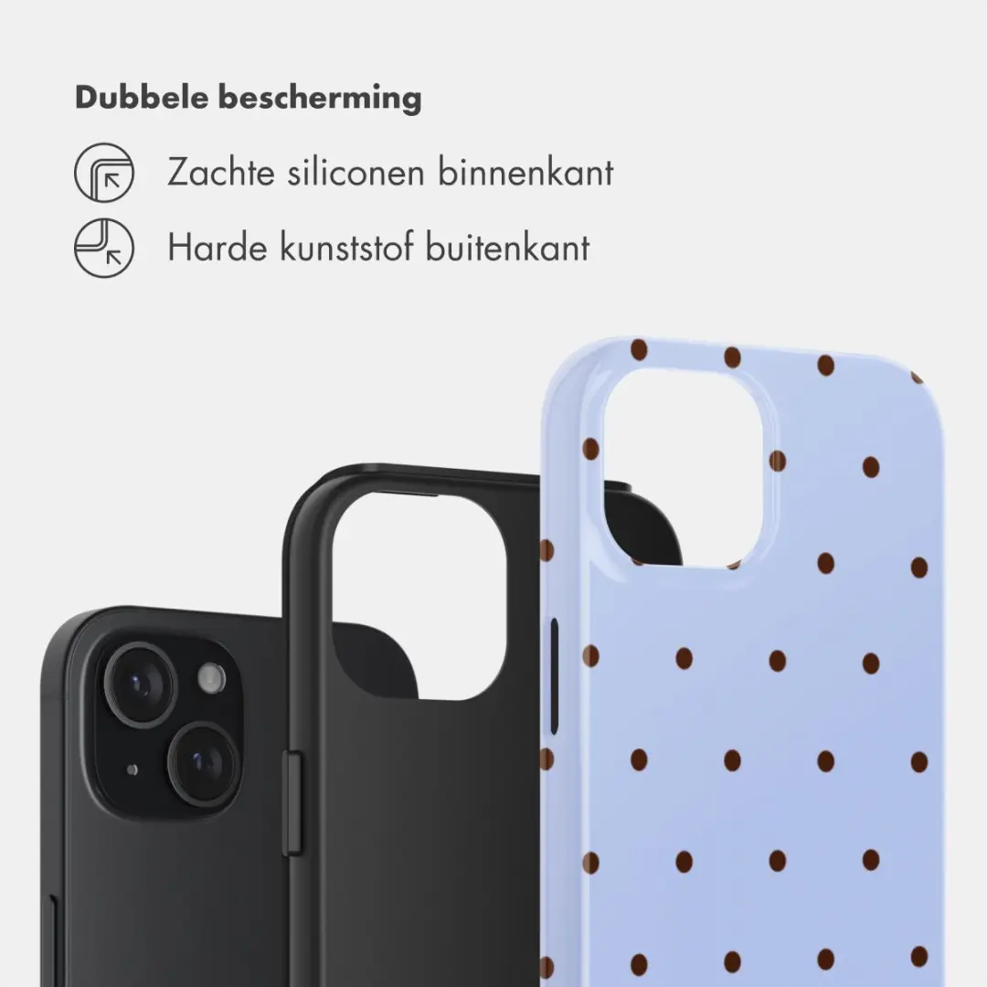 Selencia Hoesje iPhone 15 Lichtblauw - Happy Dots Digital Sky