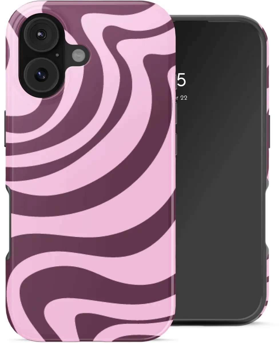 Selencia Hoesje iPhone 17 Wavy Swirl Pink Plum