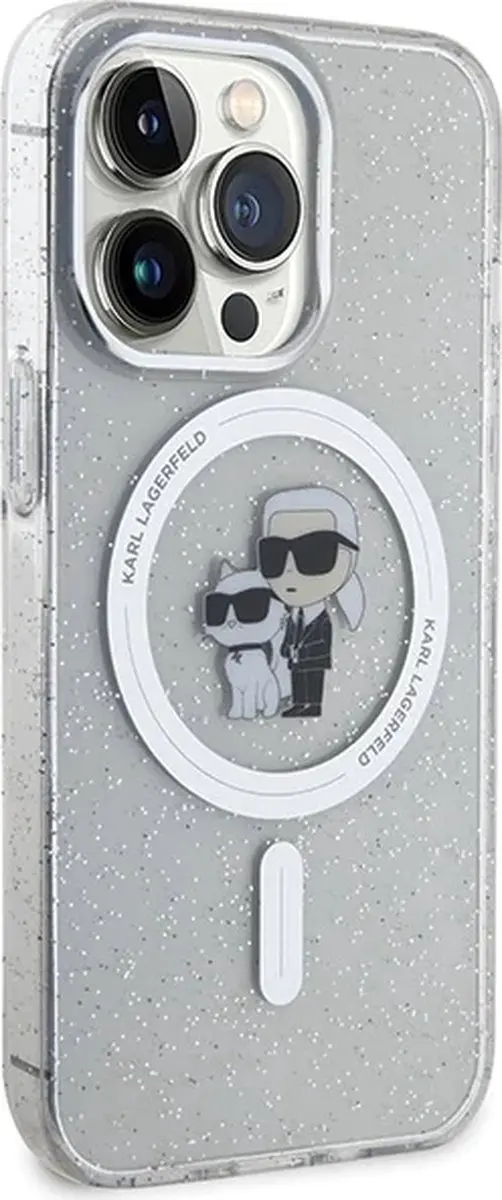 Karl Lagerfeld iPhone 13 Pro Karl&Choupette Glitter MagSafe - Transparant