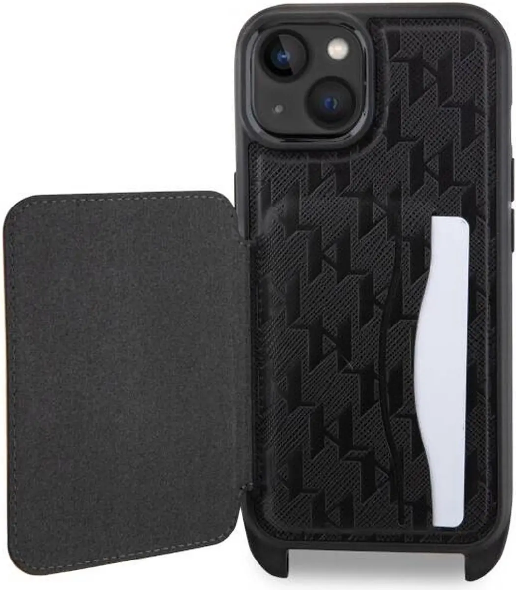 Karl Lagerfeld KLHCP14SCSAKHPCK iPhone 14 Hoesje - 2 Pasjes - Zwart
