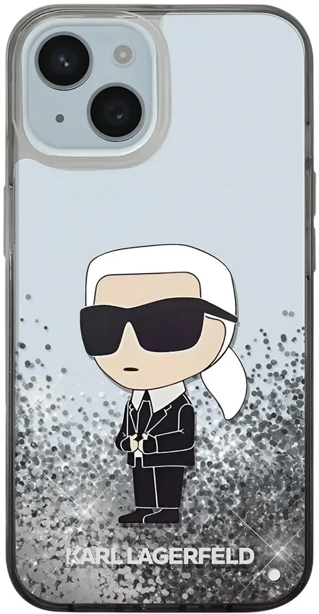 Karl Lagerfeld Hoesje iPhone 15 Plus Glitter Ikonik