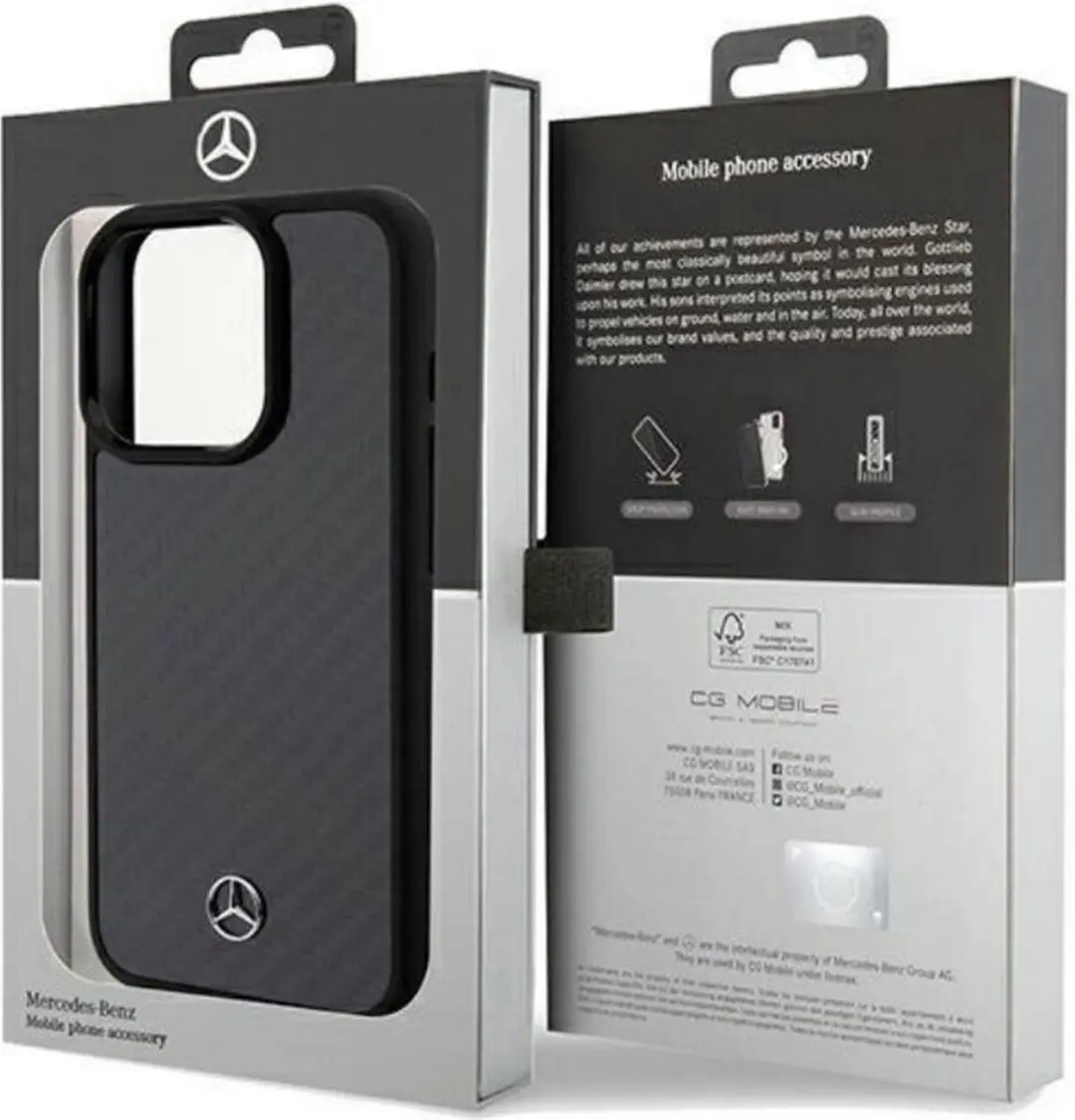 Mercedes-Benz Carbon Back Case iPhone 15 Pro Max - Zwart