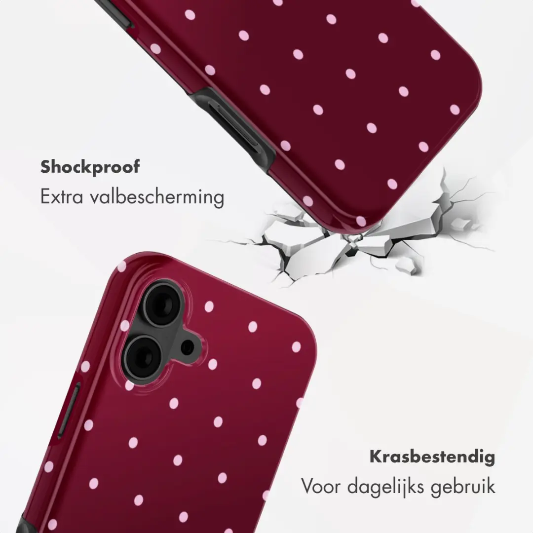 Selencia Hoesje iPhone 16 Backcover Happy Dots - Donkerrood