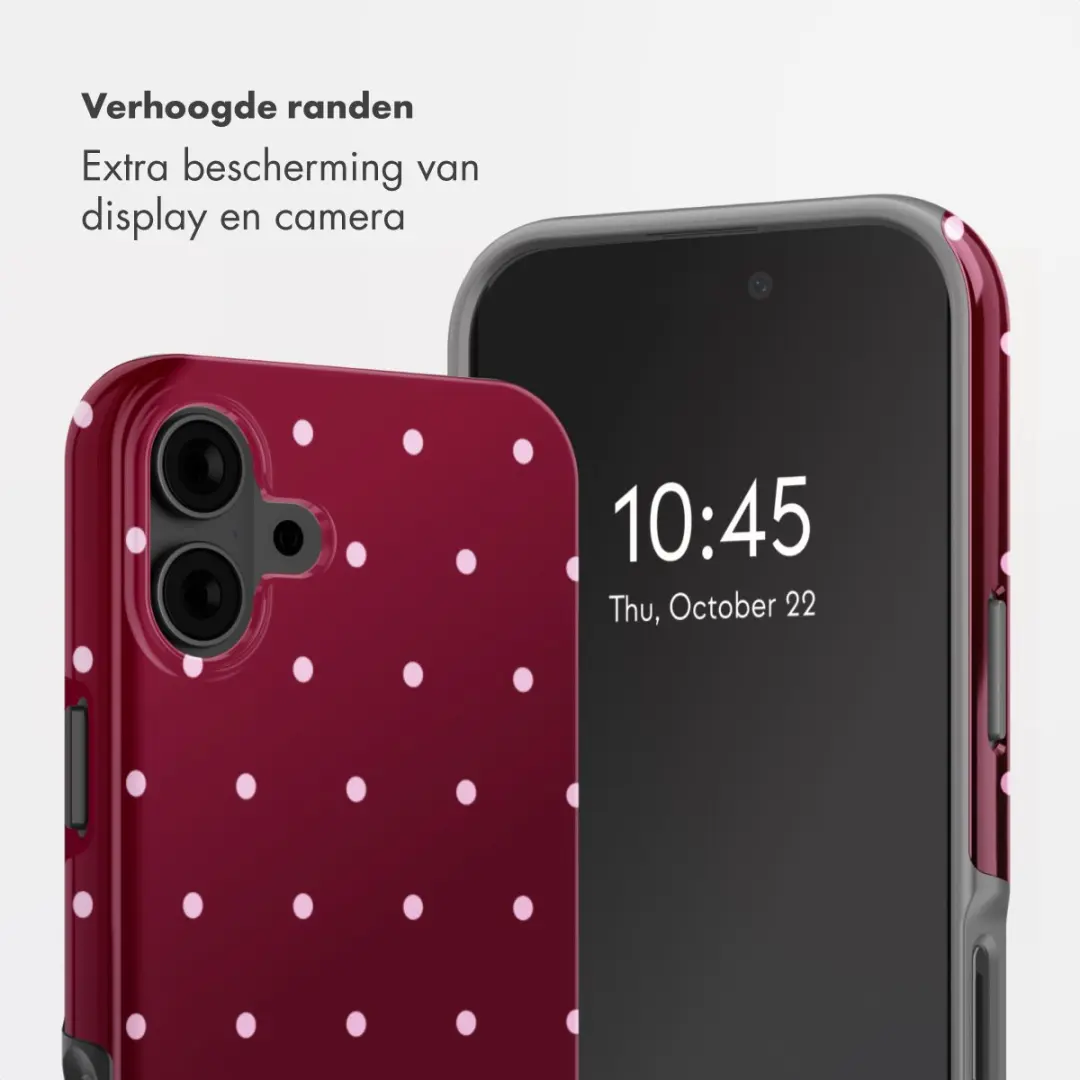 Selencia Hoesje iPhone 16 Backcover Happy Dots - Donkerrood