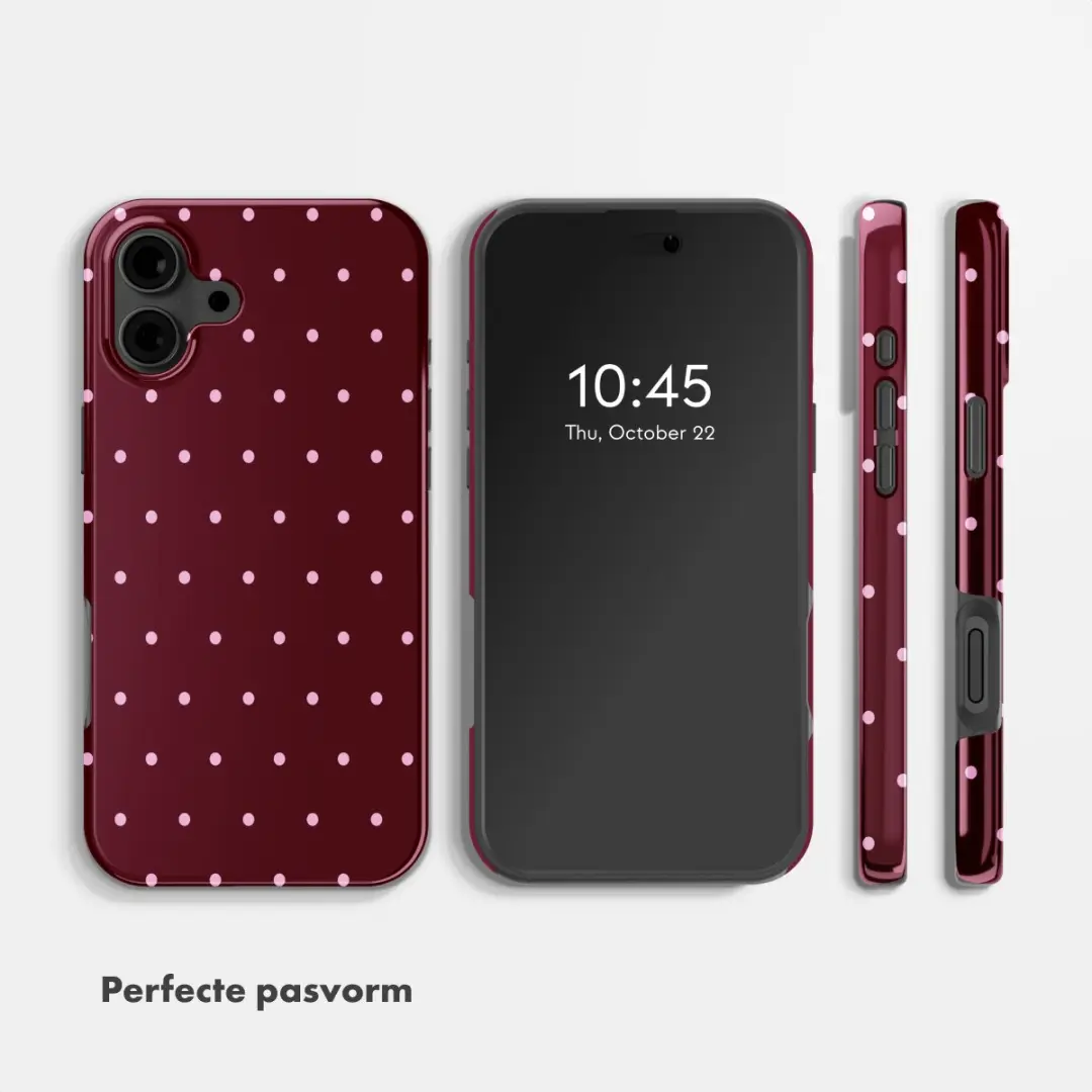 Selencia Hoesje iPhone 16 Backcover Happy Dots - Donkerrood