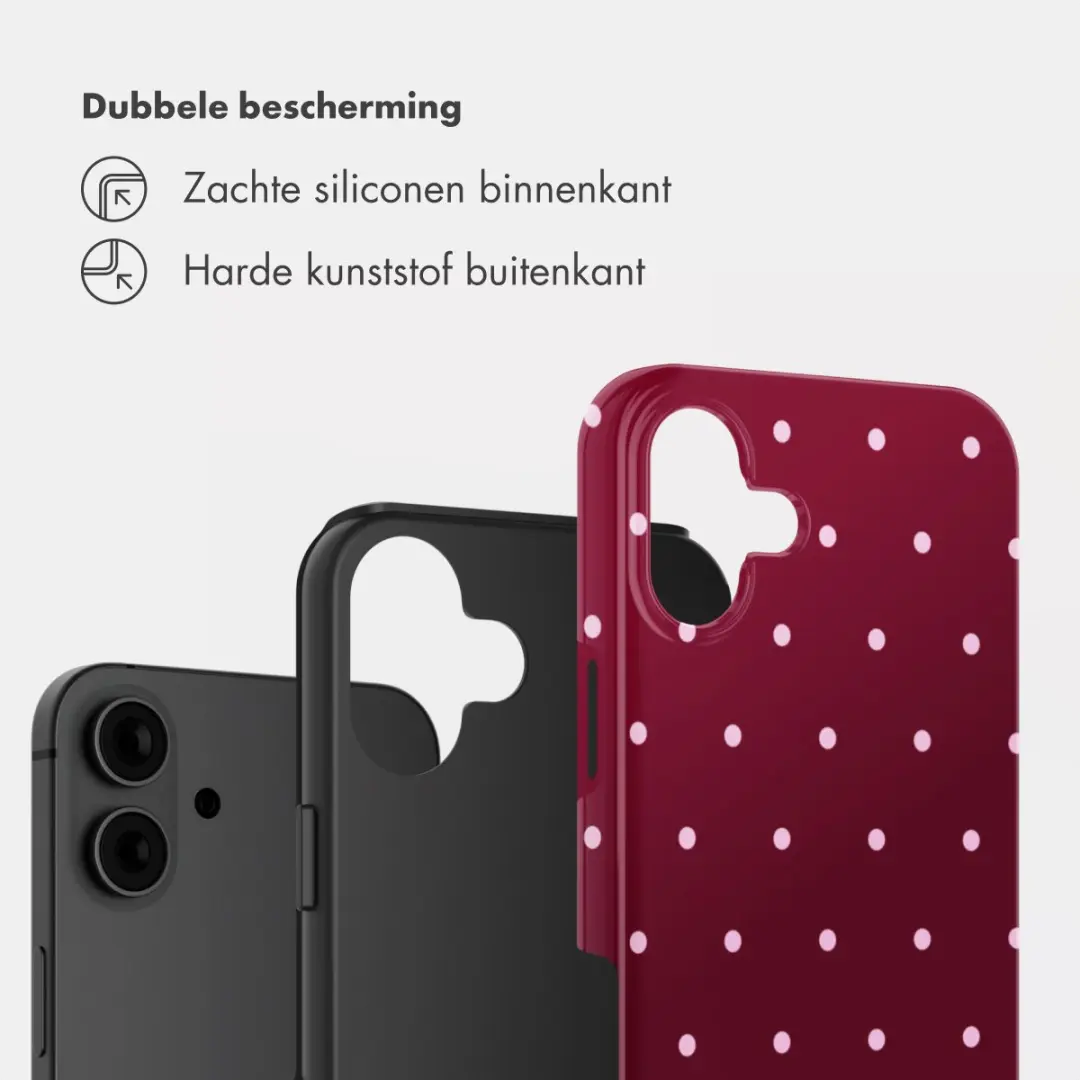 Selencia Hoesje iPhone 16 Backcover Happy Dots - Donkerrood