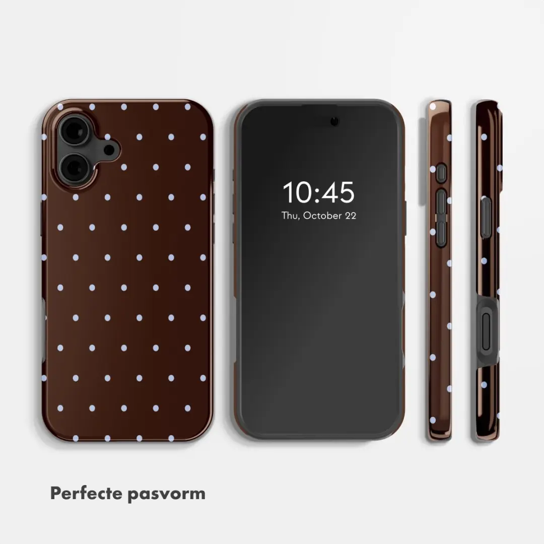 Selencia Hoesje iPhone 16 Backcover Happy Dots Chocolate