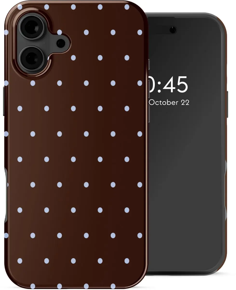 Selencia Hoesje iPhone 16 Backcover Happy Dots Chocolate