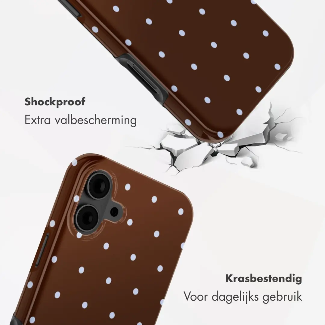 Selencia Hoesje iPhone 16 Backcover Happy Dots Chocolate